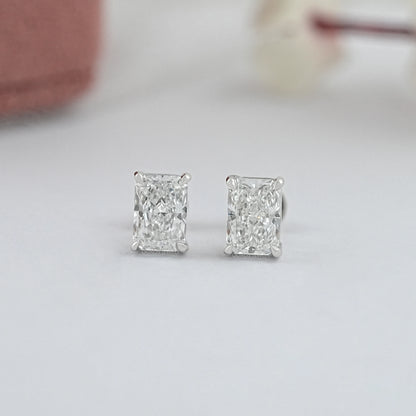 IGI Certified Radiant Cut Lab Grown Diamond Stud Earrings