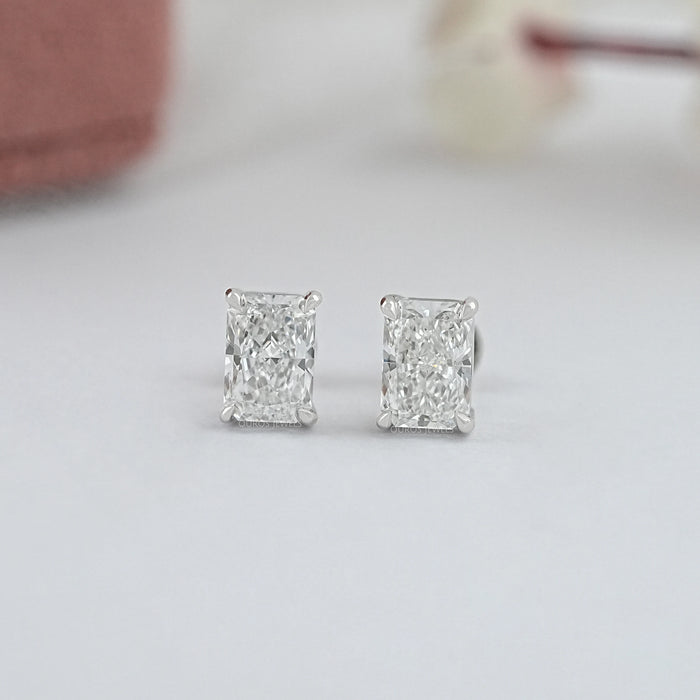 Radiant Cut Lab Grown Diamond Stud Earrings With IGI Certified