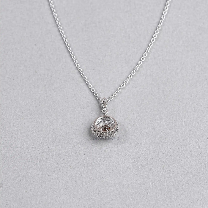 Double Halo Round Shape Brown Diamond Pendant
