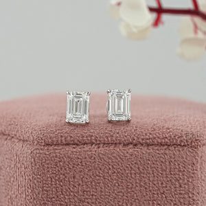 Emerald Cut Lab Diamond Stud Earrings