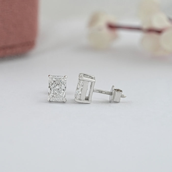 Radiant Cut Lab Grown Diamond Stud Earrings With IGI Certified