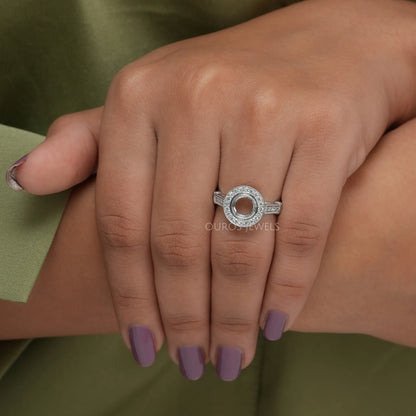 Semi Mount Halo Diamond Engagement Ring Ring