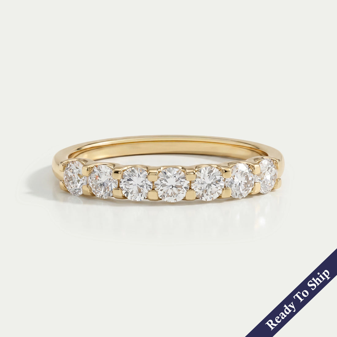Seven Stone Round Diamond Half Eternity Band Ring