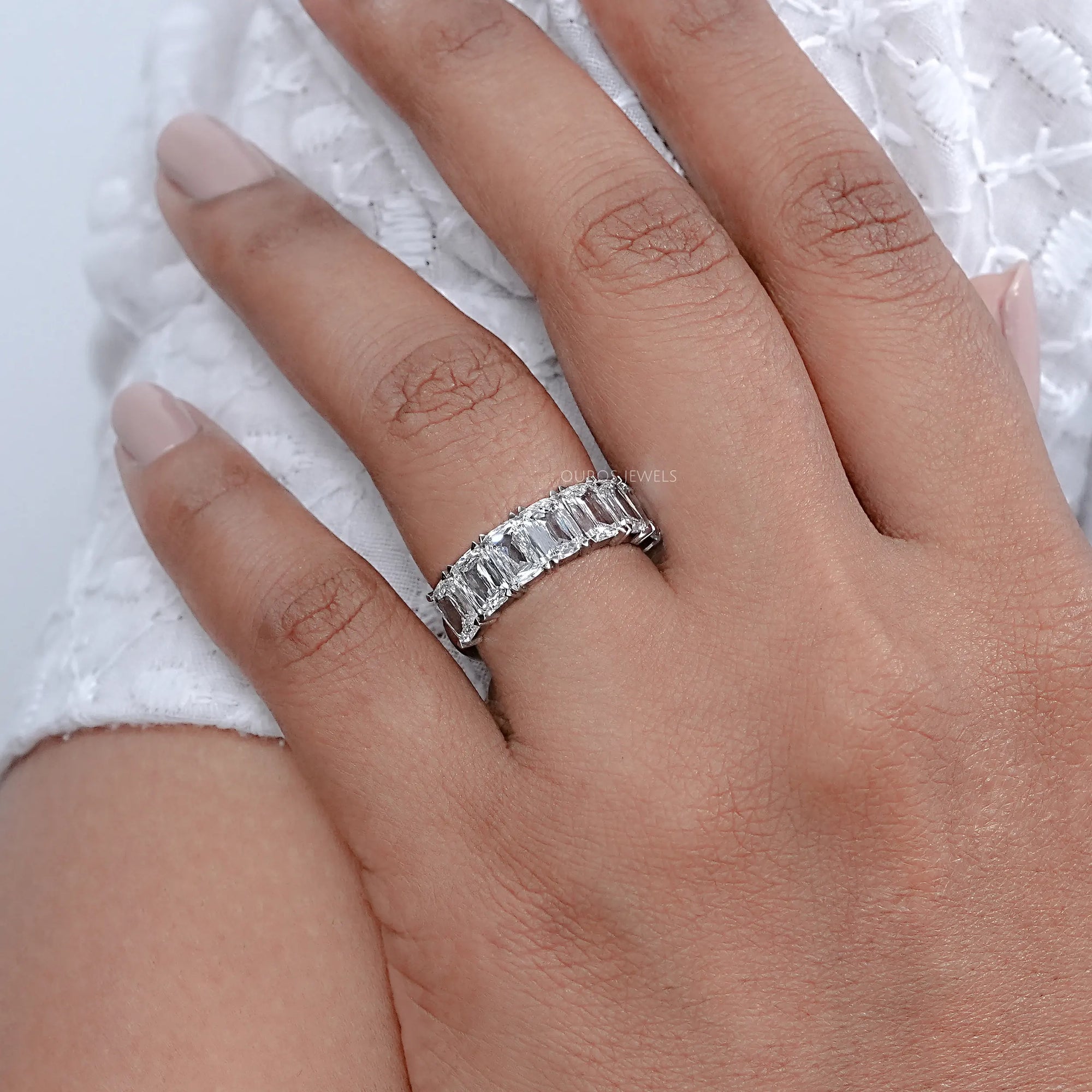 Seven Stone Criss Cut Wedding Band