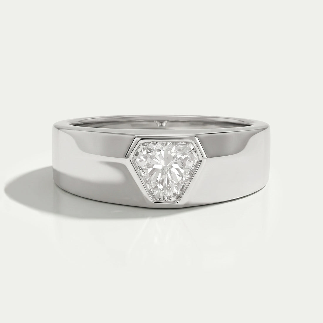 Shield Cut Lab Grown Diamond Solitaire Mens Wedding Band