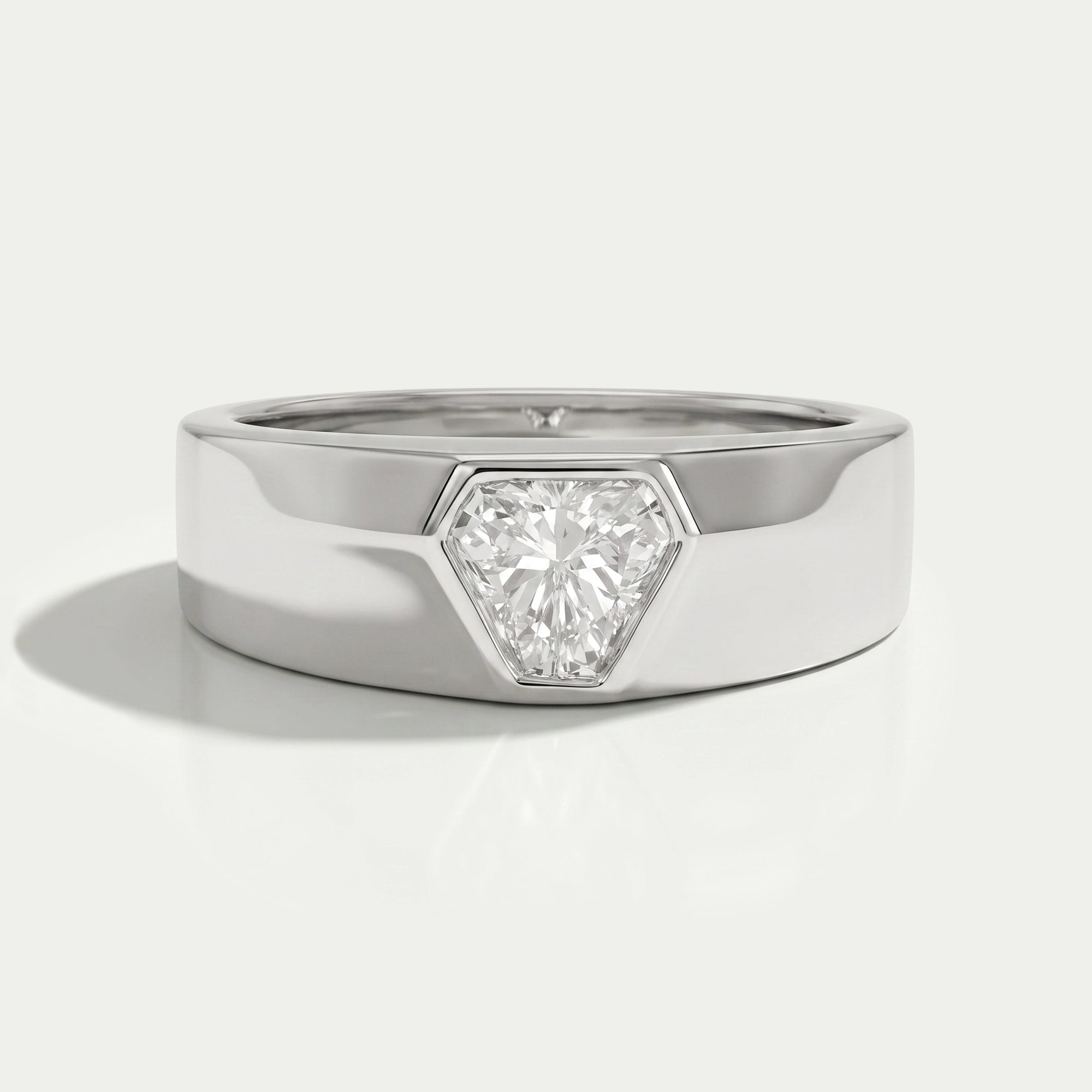Shield Cut Lab Grown Diamond Solitaire Mens Wedding Band