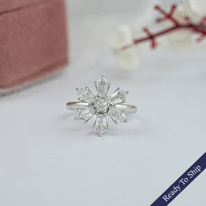 Shield Diamond Floral Anniversary  Ring