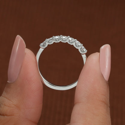 Round Cut Lab Grown Diamond Half Wedding Band