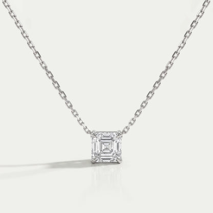 Asscher Cut Lab Grown Diamond Solitaire Pendant Necklaces