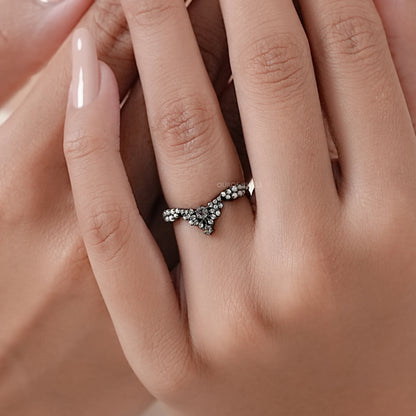 Rose Cut Round Diamond Cluster Curved Ring Ring