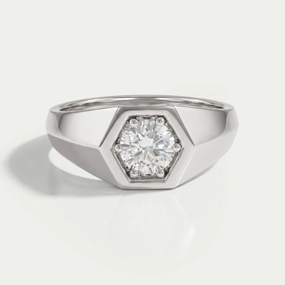 Round Cut Single Diamond Ring For Men's