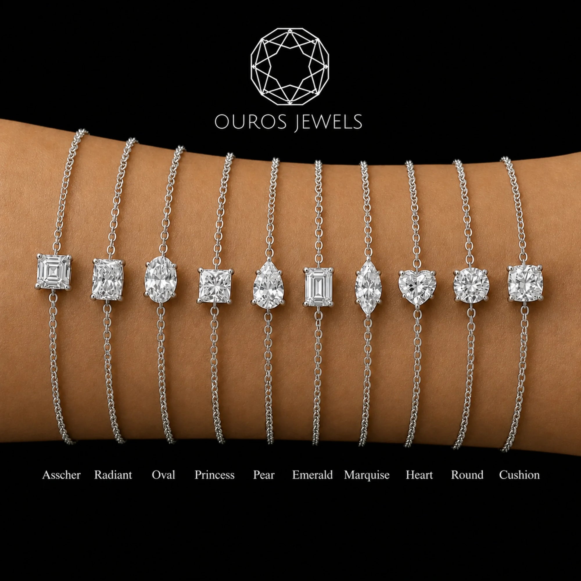 Multi Shape Lab Grown Diamond Solitaire Bracelet