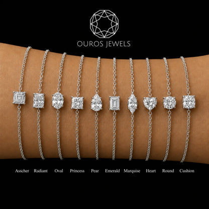 Multi Shape Lab Grown Diamond Solitaire Bracelet