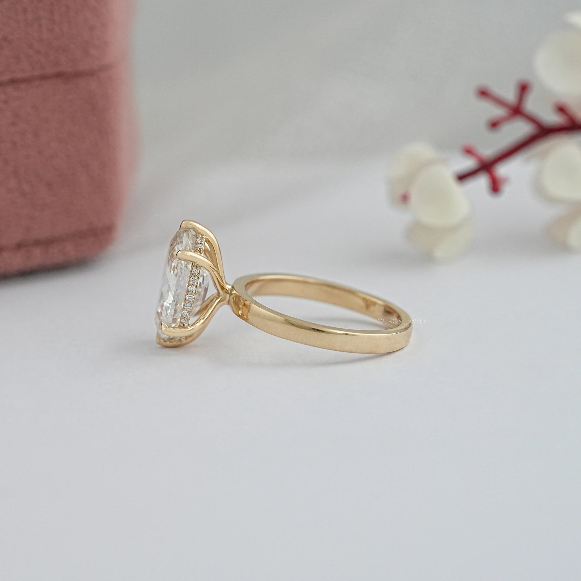 Portuguese Oval Cut Lab Grown Engagement Ring Ring