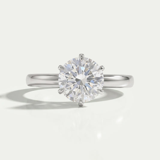 Six Prong Round Cut Solitaire Diamond Ring Rings