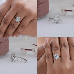 Oval Cut Lab Diamond Halo Set Engagement Ring