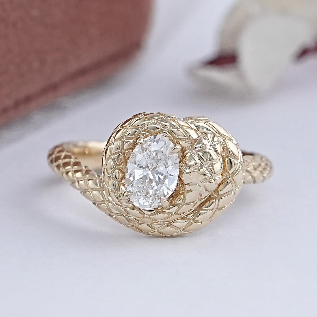 Snake Shaped Lab Diamond Anniversary Ring Rings