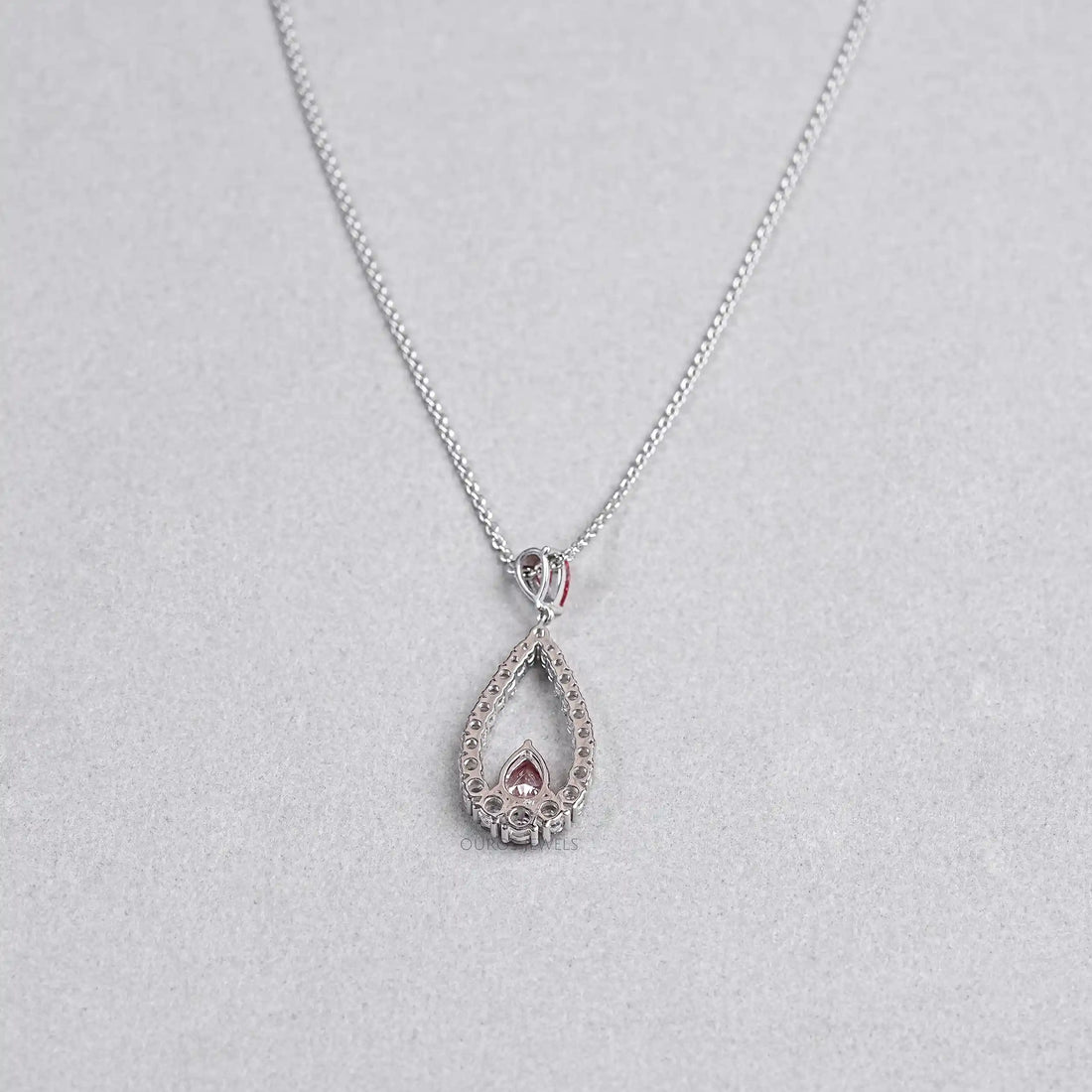 Open Pear Shape Pink Lab Diamond Pendant Necklaces