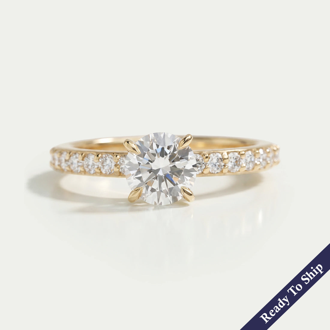 Round Cut Lab Grown Diamond Solitaire Accent Ring Ring