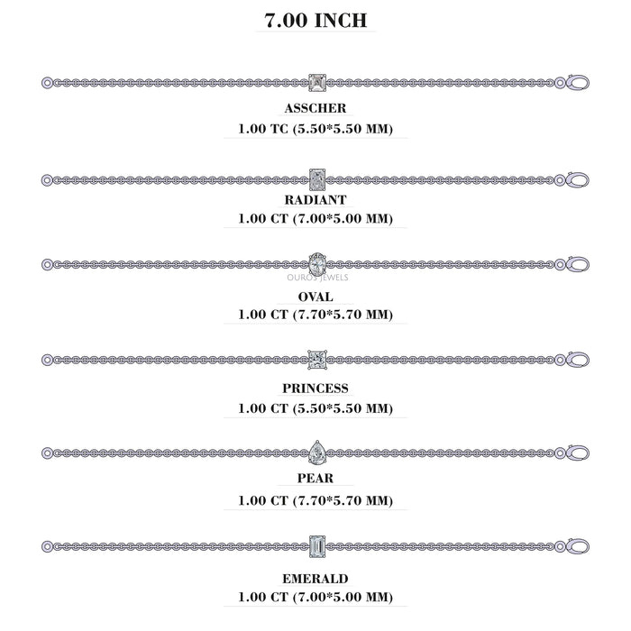 Brilliant Asscher Cut Solitaire Diamond Bracelet