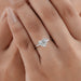heart cut lab grown diamond solitaire proposal ring on model's hand