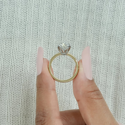 Solitaire Old Mine Cut Oval Diamond Engagement Ring Rings