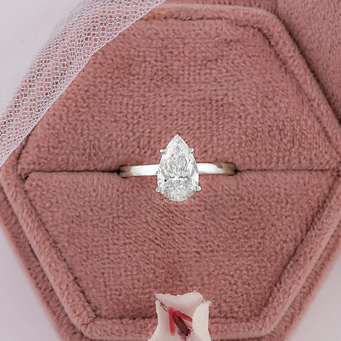 Pear Cut Diamond Solitaire Engagement Ring Rings