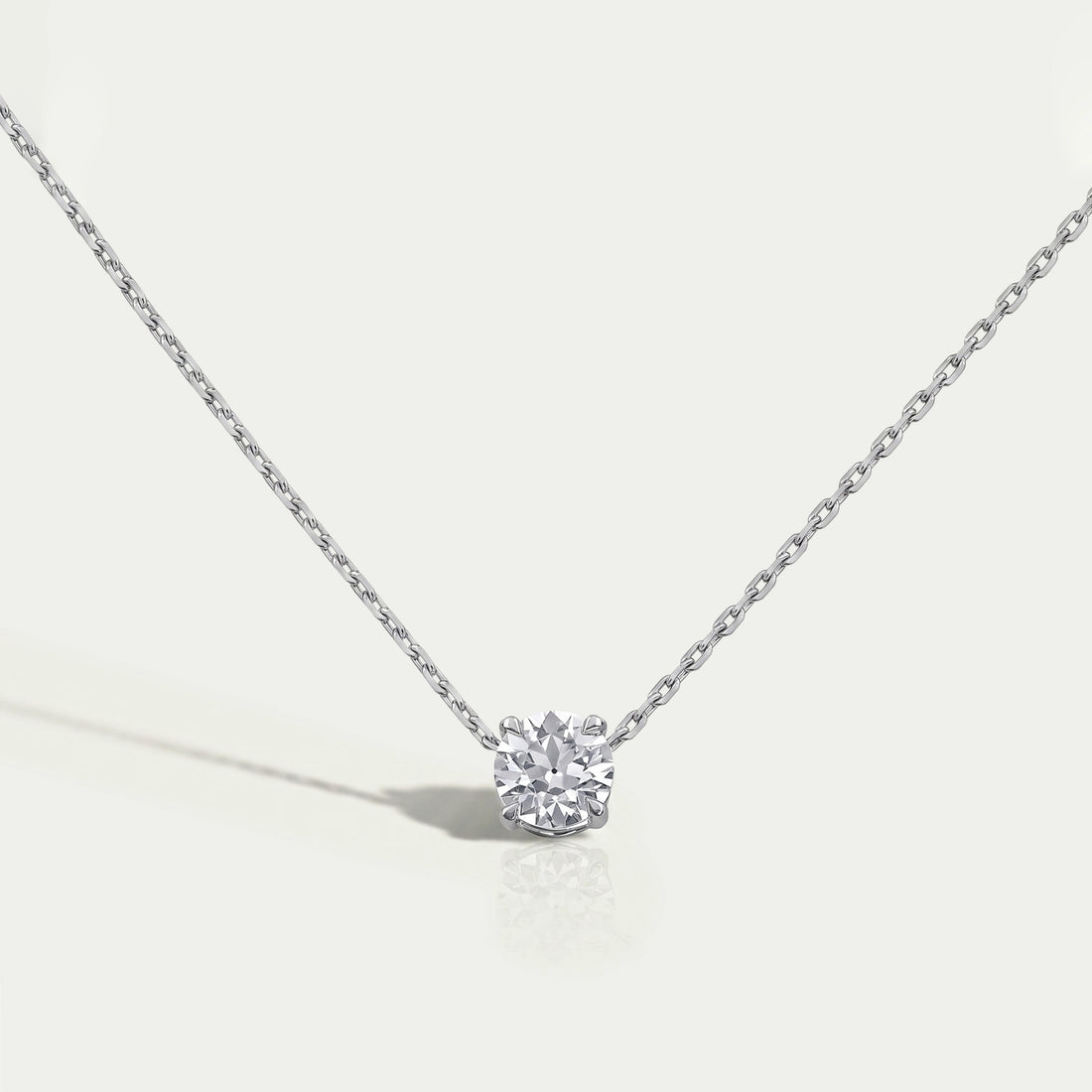 Old European Round Lab Diamond Solitaire Pendant Necklaces