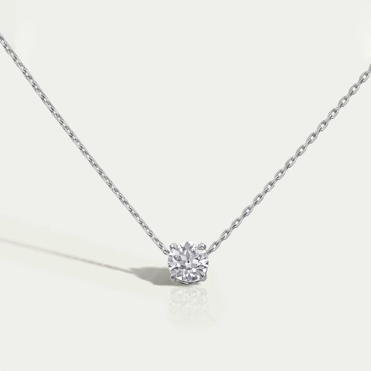 Old European Round Lab Diamond Solitaire Pendant Necklaces
