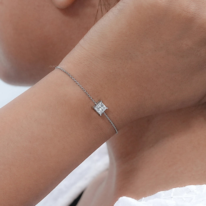 Princess Cut Lab Diamond Chain Bracelet