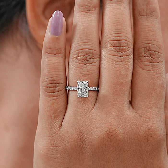 Radiant Cut Solitaire Accent Diamond Engagement Ring