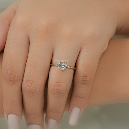 Rose Cut Round Diamond Solitaire Engagement Ring Ring