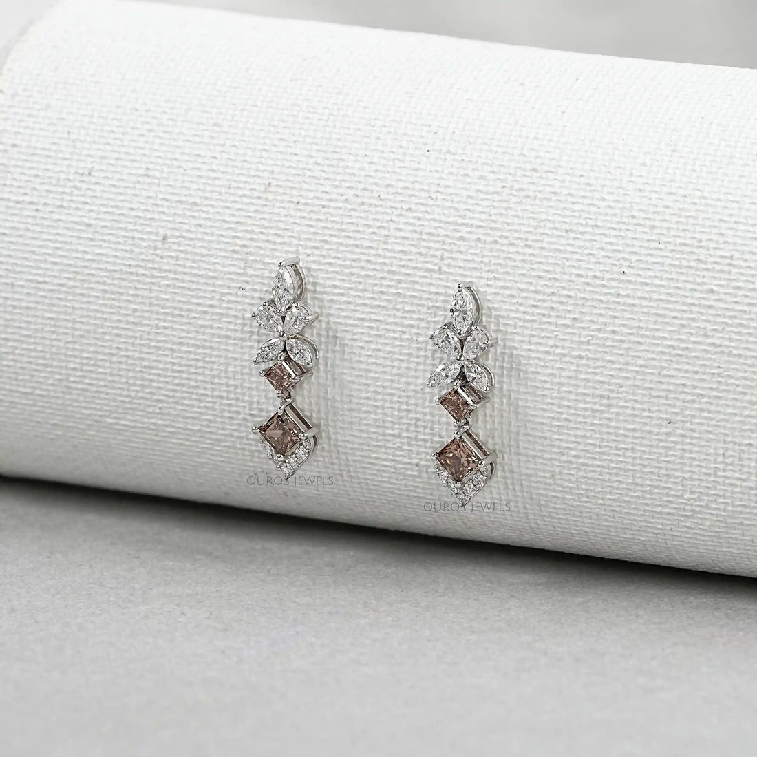 Champagne Princess Cut Drop Earrings Earrings