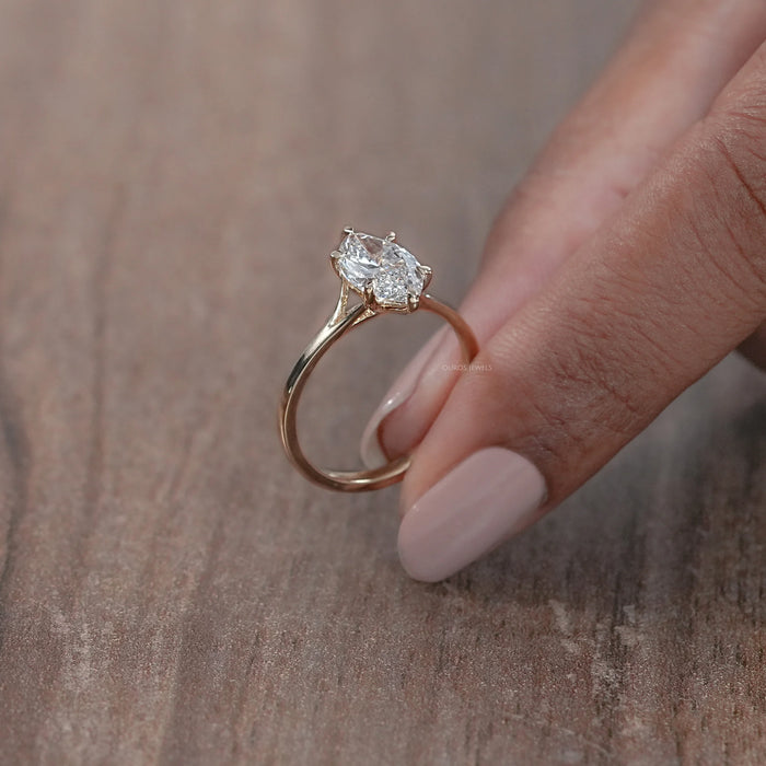 Six Prong Marquise Lab Diamond Solitaire Engagement Ring