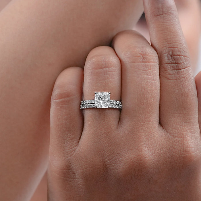 Square Radiant Cut Diamond Engagement Ring Set