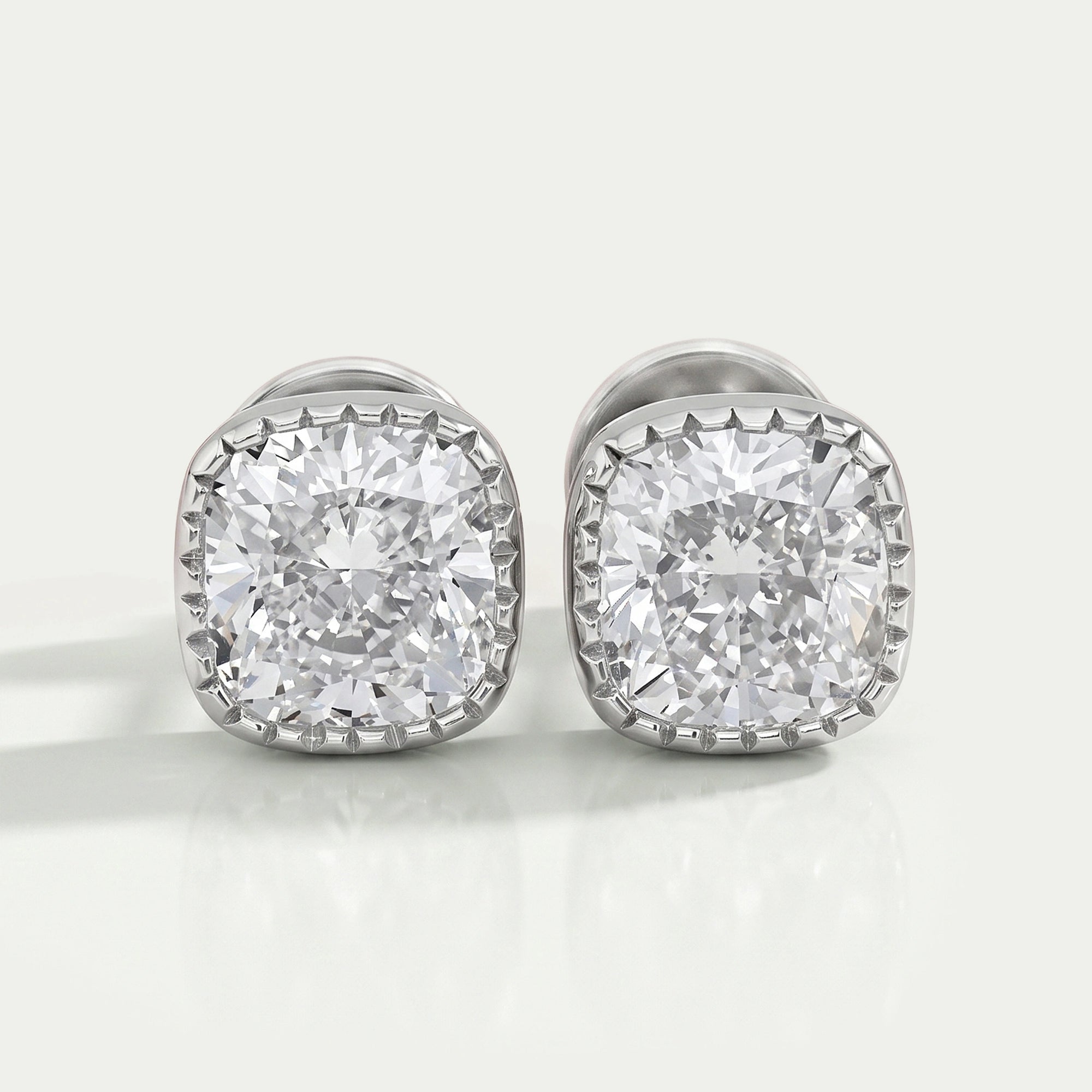 Milgrain Cushion Lab Grown Diamond Stud Earrings Earrings