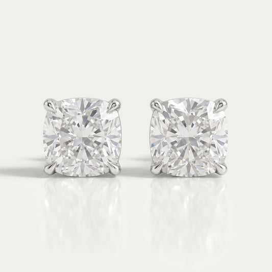 Square Cushion Cut Lab Diamond Solitaire Stud Earrings