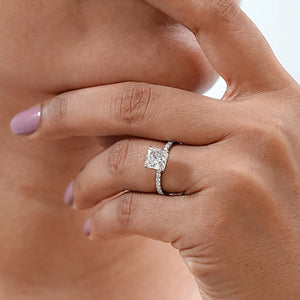 Square Radiant Lab Diamond Solitaire Accent Ring