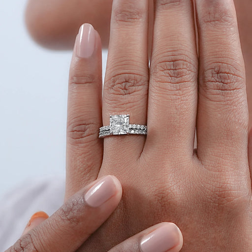 Square Radiant Cut Diamond Engagement Ring Set