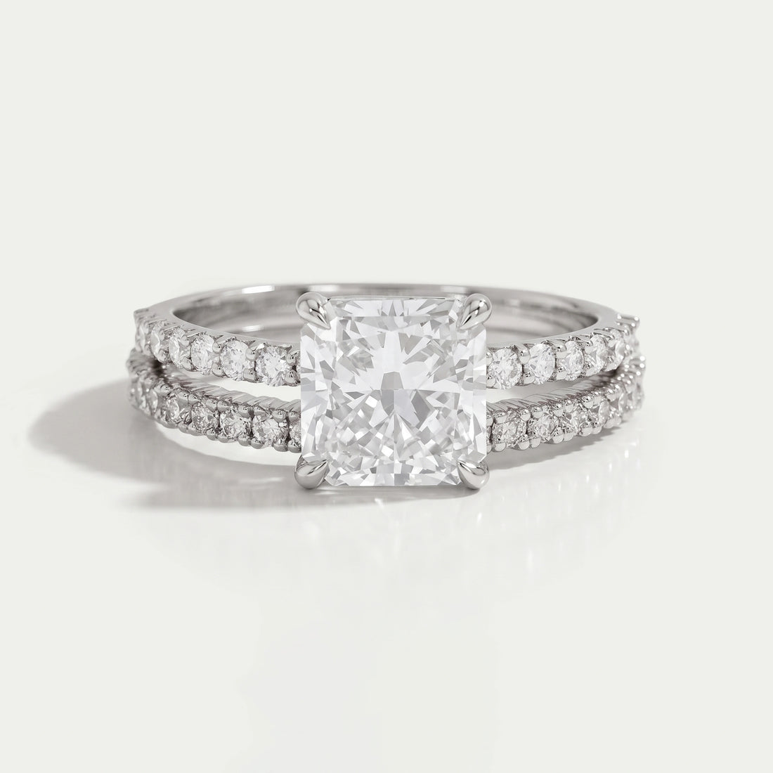 Square Radiant Cut Solitaire Accent Bridal Ring Set Rings