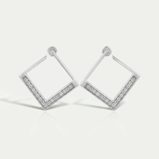 Square Round Lab Diamond Hoop Earrings Earrings