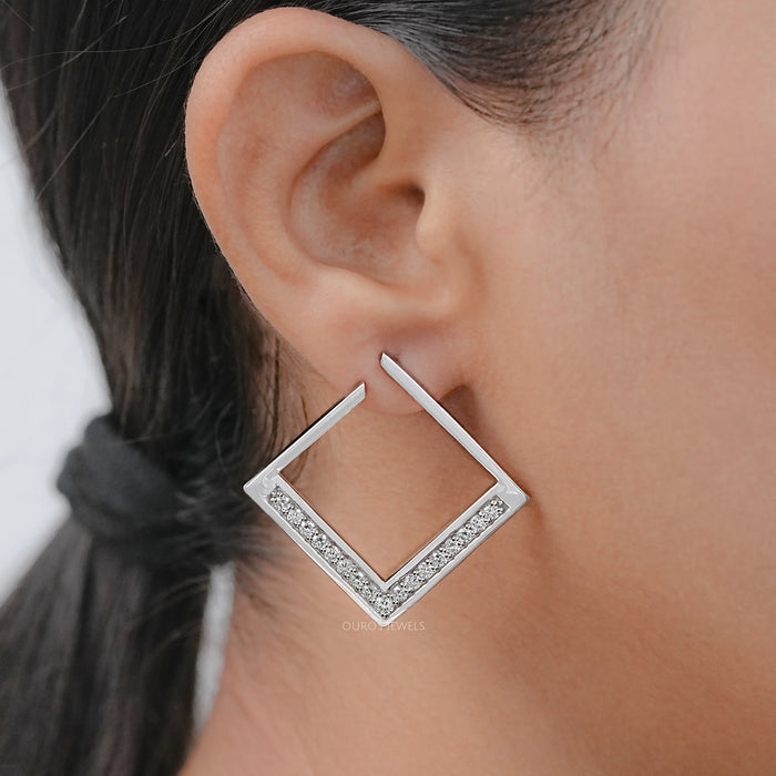 Round Cut Lab Grown Diamond Hoop Earrings