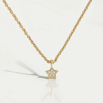 Lab Grown Round Diamond Star Shape Pendant Necklaces