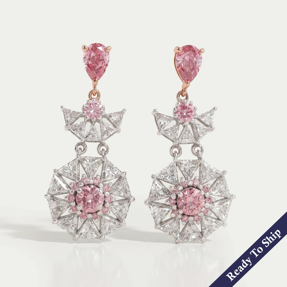 Starbrust Pink Pear Lab Diamond Drop Earrings Earrings