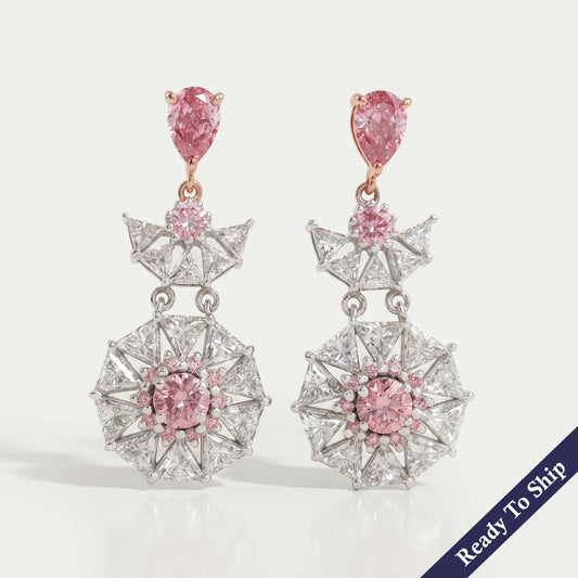 Starbrust Pink Pear Lab Diamond Drop Earrings Earrings