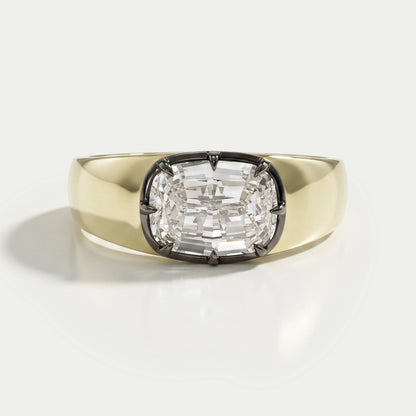 East West Step Cut Cushion Lab Diamond Solitaire Ring Ring