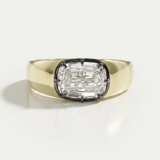 East West Step Cut Cushion Lab Diamond Solitaire Ring Ring