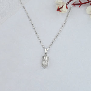 Step Cut Arrow Lab Diamond Halo Pendant