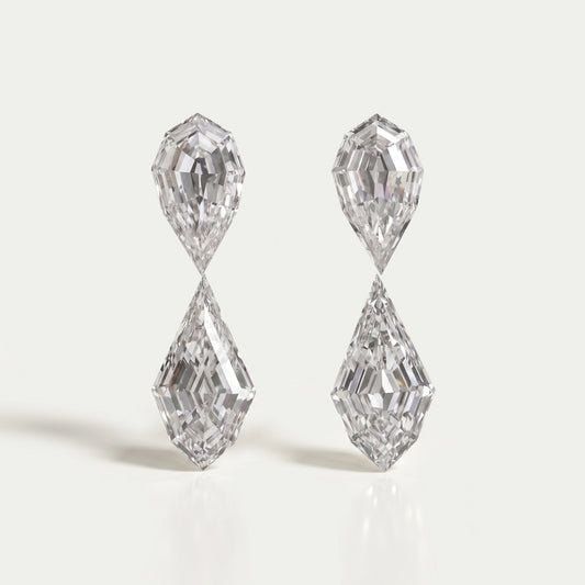 4.15 TCW Step Cut Pear And Kite Diamond Loose Pair