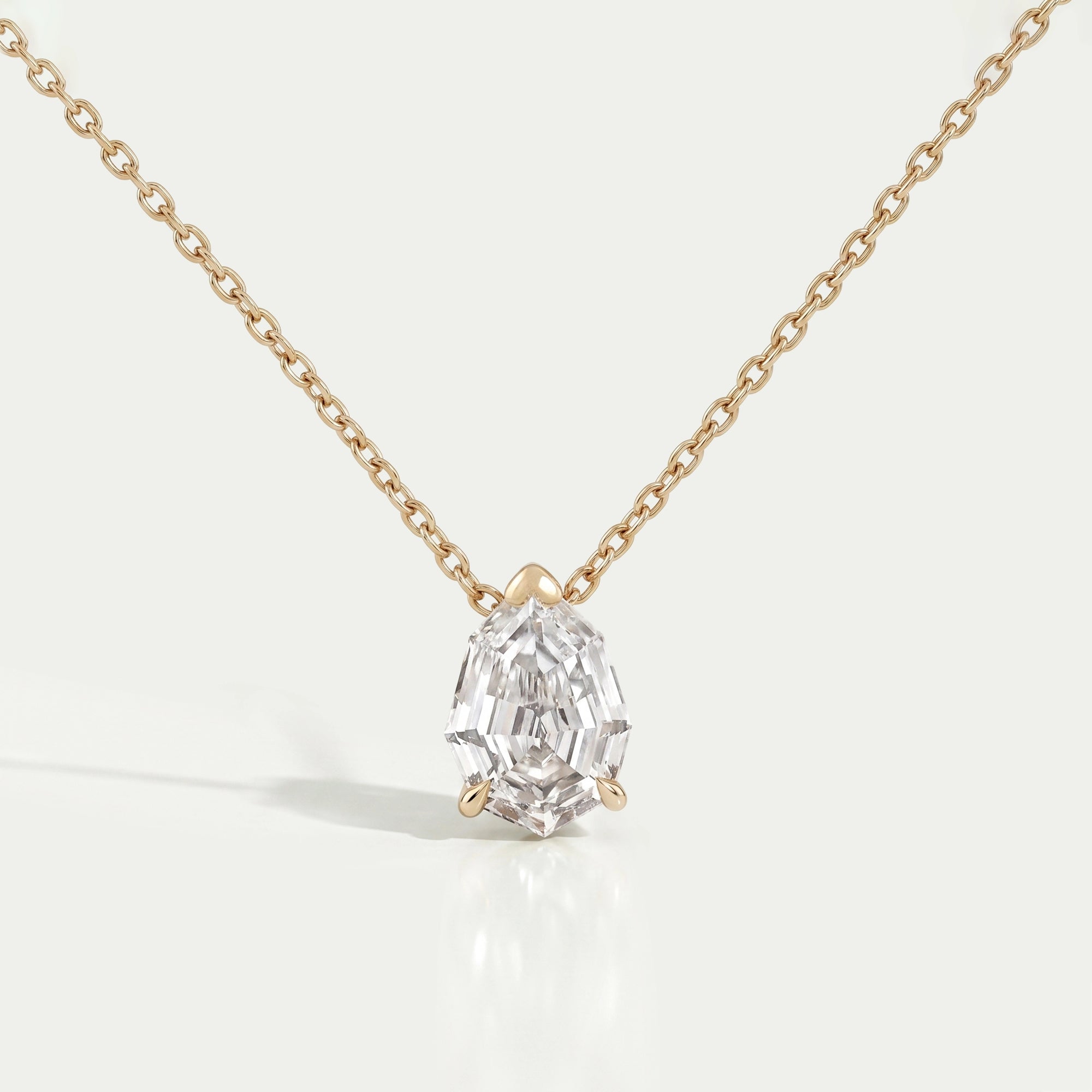 Step Cut Pear Lab Diamond Solitaire Pendant Necklaces